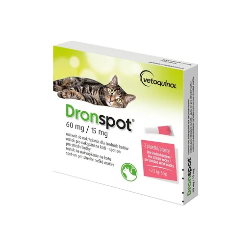 Dronspot 60 mg/15 mg pro střední kočky spot-on 2x0,7 ml
