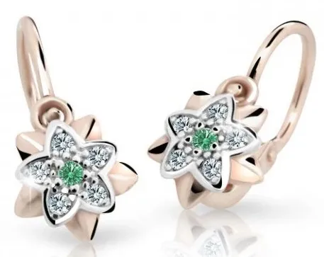 Cutie Jewellery Dětské náušnice z růžového zlata C2210-10-X-4 zelená