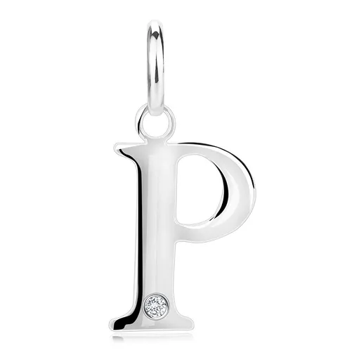 Diamantový přívěsek ze stříbra 925 - velké písmeno P, kulatý briliant