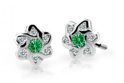 Cutie Jewellery Dětské náušnice z bílého zlata C2149-30-X-2 zelená