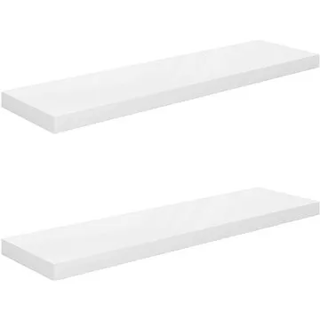 Shumee plovoucí nástěnné 2 ks bílé vysoký lesk 90×23,5×3,8 cm, 323755 (323755)