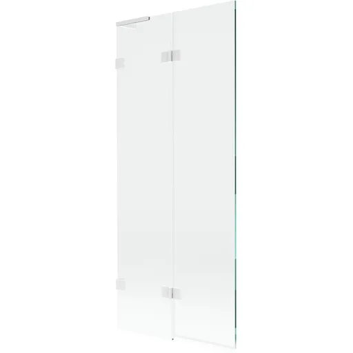 MEXEN/S Lunar L vanová zástěna 2-křídlová levá 80 x 150, transparent, bílá 897L-080-100-20-00-L