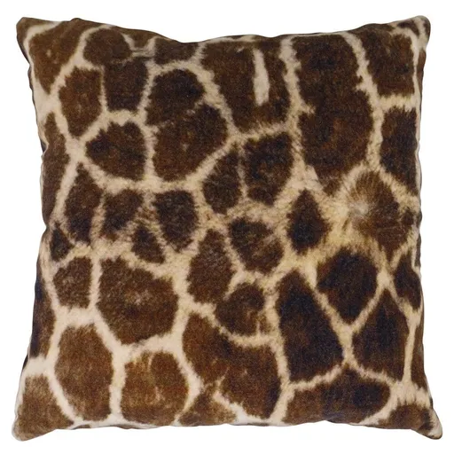 Hnědý sametový polšář s dekorem žirafy Jungle Giraffe - 45*45*15cm Mars & More