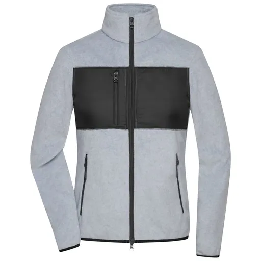 James & Nicholson (Daiber) Dámská fleecová mikina JN1311 - Světle šedý melír / černá | XL