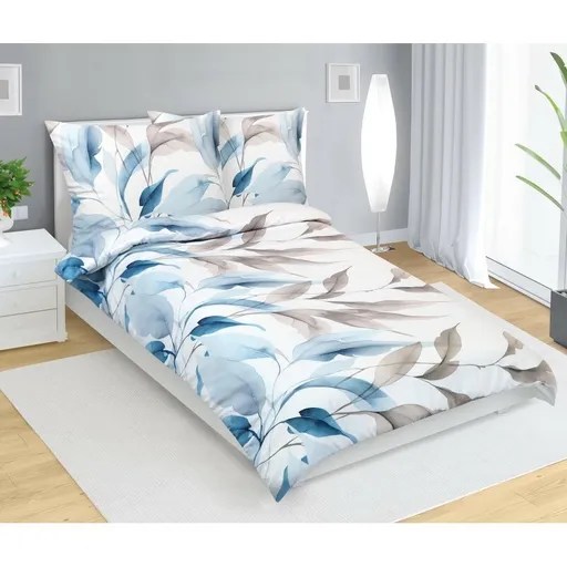 Bellatex Saténové povlečení Podzim modrá, 140 x 200 cm, 70 x 90 cm