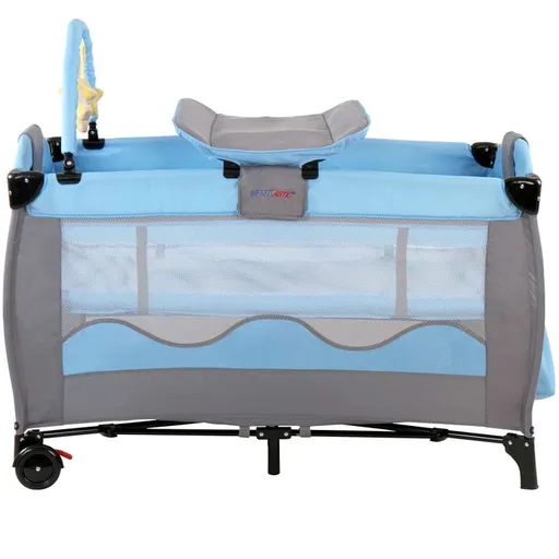 Infantastic 74114 Cestovní dětská postýlka s přebalovacím pultem, modrá/šedá