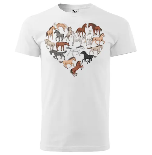 Tričko Horse heart (Velikost: 2XL, Typ: pro muže, Barva trička: Bílá)