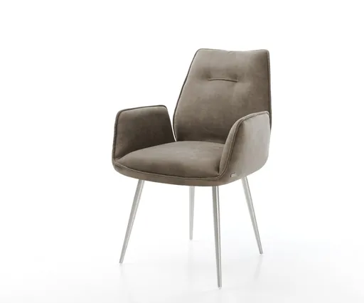 Jídelní židle Zoa-Flex taupe vintage zúžená podnož nerezová