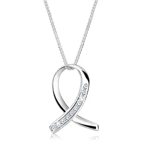 Řetízek a přívěsek ze stříbra 925 - lesklá stuha se zirkony