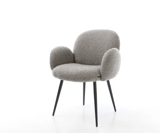 Jídelní židle Nube-Flex bouclé stříbrno-šedá podnož zúžená