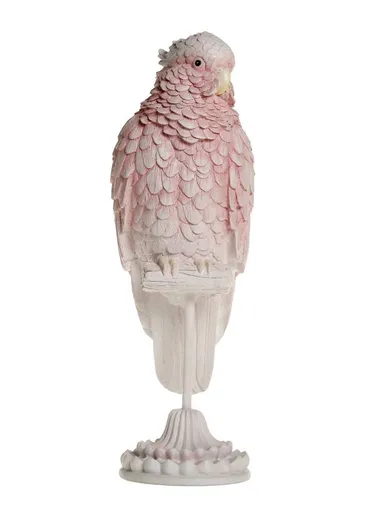 Růžová dekorace papoušek na podstavci Parroté  - 12*12*37 cm Chic Antique