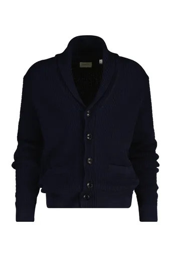 KARDIGÁN GANT MINI CABLE SHAWL COLLAR CARDIGAN EVENING BLUE