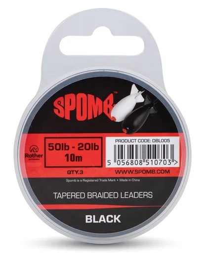 Spomb ujímaný šokový vlasec tapered braided leaders 3x10 m 50-20 lb - černý