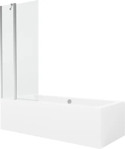 MEXEN/S Cube obdélníková vana 180 x 80 cm s panelem + vanová zástěna 80, transparent, chrom 550518080X9408110100