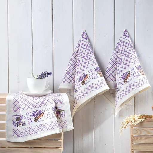 Sada vaflových utěrek LEVANDULE 40 x 60 cm 3 ks