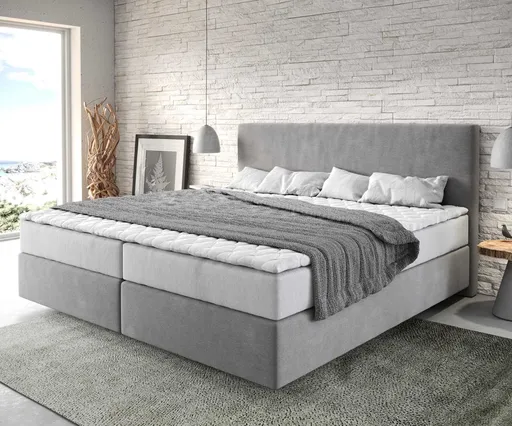 Boxspring postel Dream-Well mikrovlákno šedá 200x200 cm