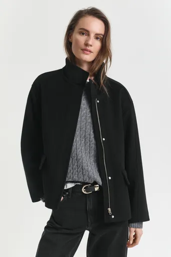 BUNDA GANT SHORT WOOL JACKET WITH ZIP BLACK