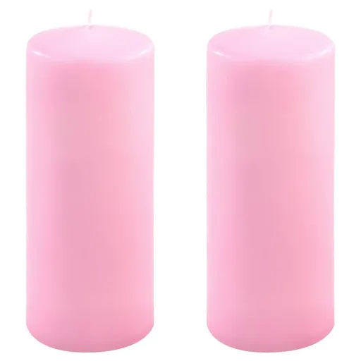 Růžová parafínová svíčka 20 cm, 80 h hoření, sada 2 ks