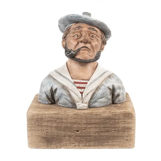 Dekorace figurka námořník s fajfkou na podstavci Rustic - 19*11*24 cm Clayre & Eef