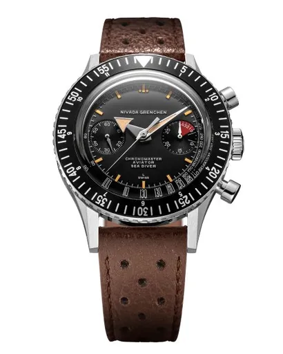Nivada Grenchen Chronomaster Broad Arrow 41mm - Brown Racing Strap