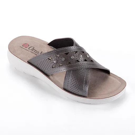 Dámské pantofle na klínku perforované s kamínky vel. 42