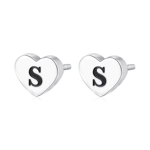 S'Agapõ Ocelové náušnice s písmenem S Click SCK111