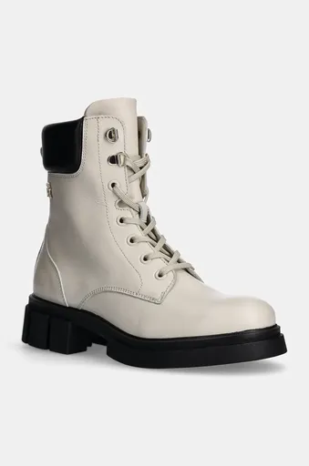 Kožené workery Tommy Hilfiger LACE-UP BIKER LEATHER