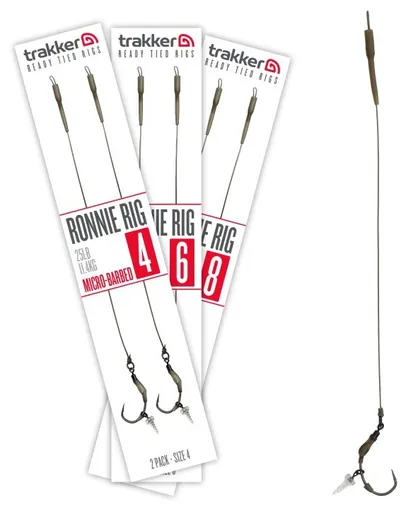 Trakker návazce ronnie rig barbed 25 lb 2 ks - velikost háčku 8