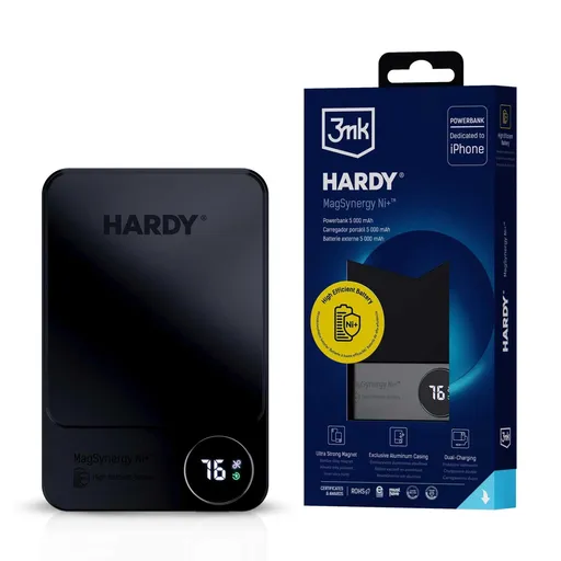 3mk HARDY MagSynergy Ni+ 5, 000mAh 22.5W USB 1C1L Black pro Universal