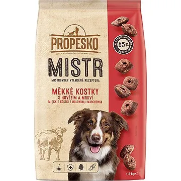 Propesko Mistr Adult měkké kroužky s hovězím 1,5kg (8595606408081)