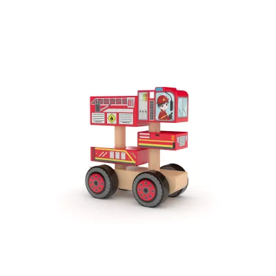 Hasičské auto dřevěná skládačka