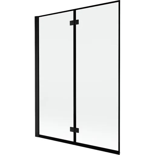 MEXEN MIST vanová zástěna 130x150 cm 6mm 2-s, černá, okraj, levá 8A9-130-002-70-70-L