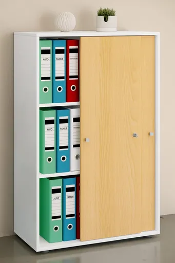 VCM Kancelářská skříň Lona XL s posuvnými dveřmi, bílá