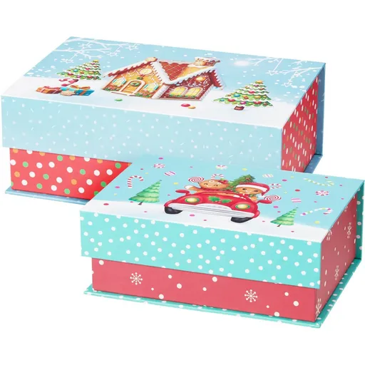 Sada 2 vánočních krabic Cookieman puntíky