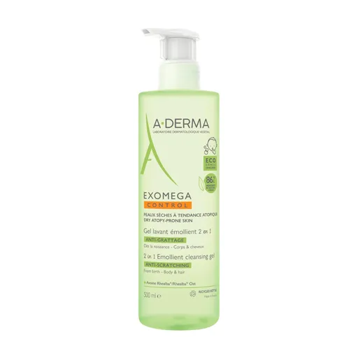 A-Derma Exomega Control zvláčňující mycí gel 2v1 pro suchou kůži se sklonem k atopii 500 ml