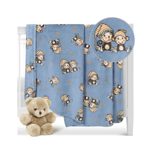 Bellatex Dětská přikrývka Ella Opička modrá, 100 x 150 cm