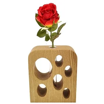 AMADEA Dřevěná váza obdélníková s otvory, masivní dřevo, výška 12 cm (25770-00)