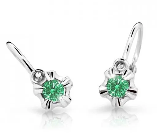 Cutie Jewellery Dětské náušnice z bílého zlata C2158-10-X-2 zelená