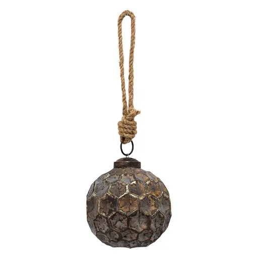 Měděná antik skleněná ozdoba Hexagon Copper S - Ø 7*7 cm Clayre & Eef