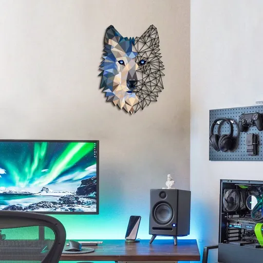 Dekorativní kovový doplněk na zeď Metal Wolf Wall Art - APT721