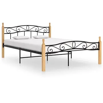 Shumee černý kov a masivní dubové dřevo 140×200 cm, 324914 (324914)