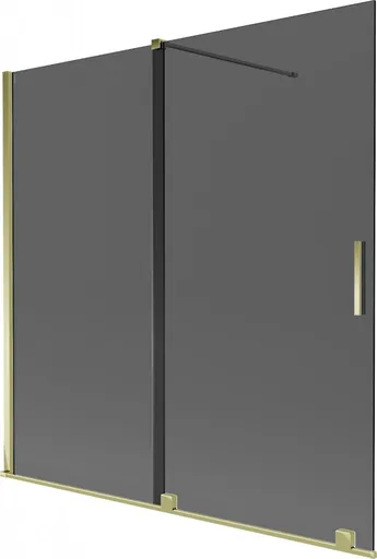 MEXEN/S Velar dvoukřídlá posuvná vanová zástěna 160 x 150, grafit, zlatá 896-160-000-41-50