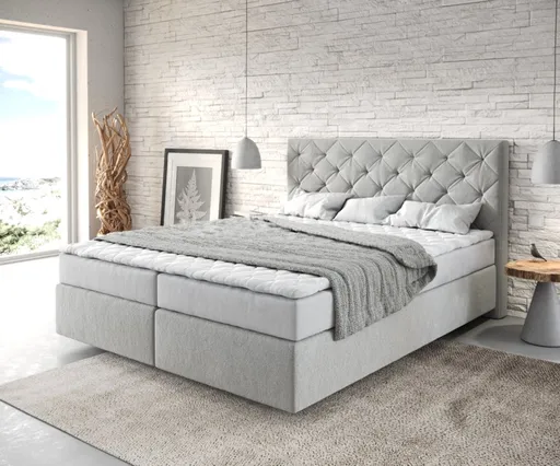 Boxspring postel Dream-Great 160x200 cm mikrovlákno stříbrně