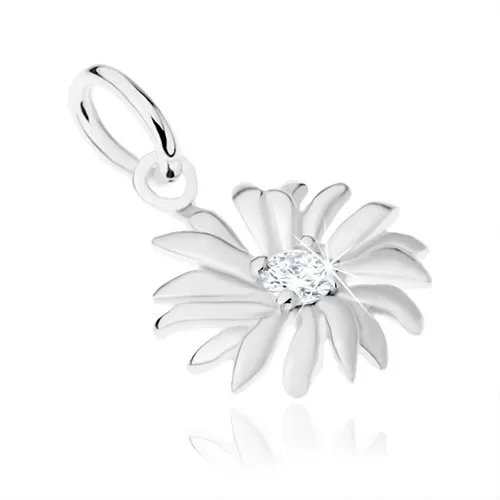 Stříbrný 925 přívěsek, kvítek, malý čirý zirkon ve středu