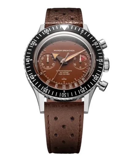 Nivada Grenchen Chronomaster Tropical 41mm - Brown Racing Strap