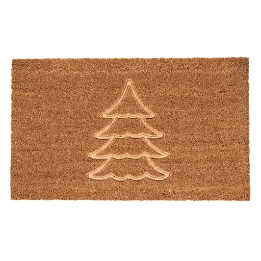 Hnědá kokosová rohožka se stromečkem - 75*45*1 cm Clayre & Eef