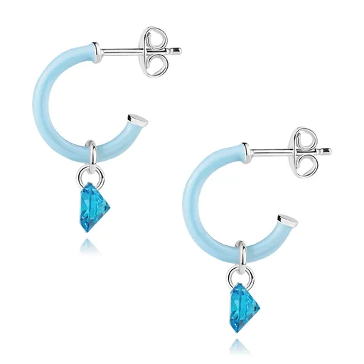 Puzetové náušnice ze stříbra 925 - světle modrá, modré zirkony