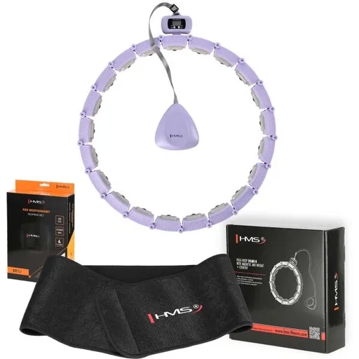 HMS SET HHM14 + BR163 Sada masážní obruče se závažím a zeštíhlujícího pásu, fialová, velikost