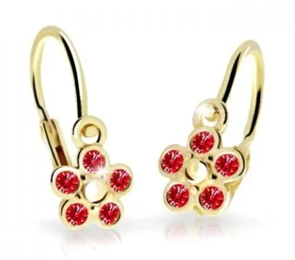 Cutie Jewellery Dětské kytičkové náušnice ze žlutého zlata C2744-10-X-1 červená