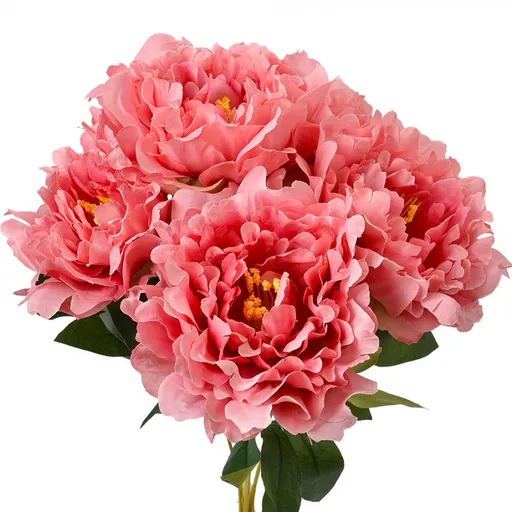 Dekorace umělá květina pivoňka s růžovými květy - 18*13*40 cm Clayre & Eef